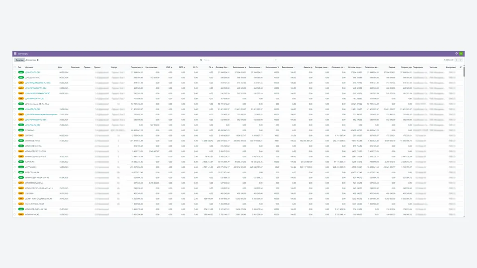 Buildflow: реестр договоров