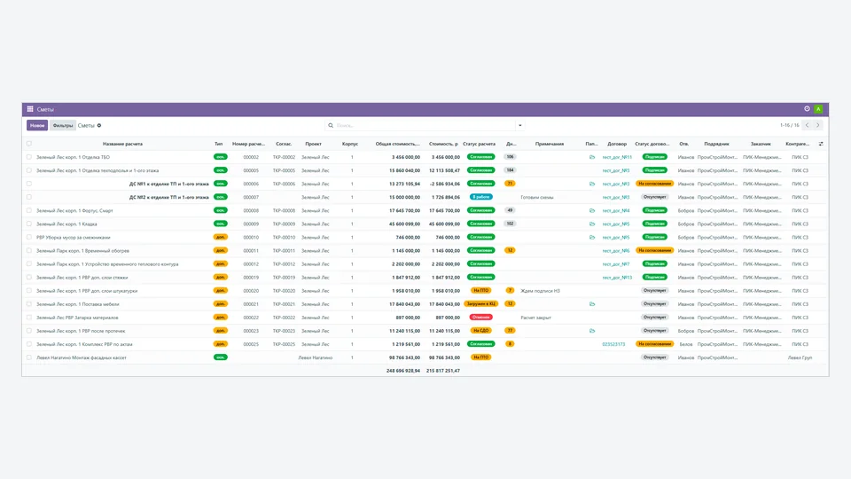 Buildflow: реестр смет